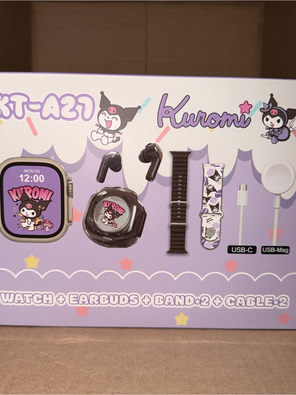 Kuromi Kids Smartwatch Bundle in Lavender & Black
